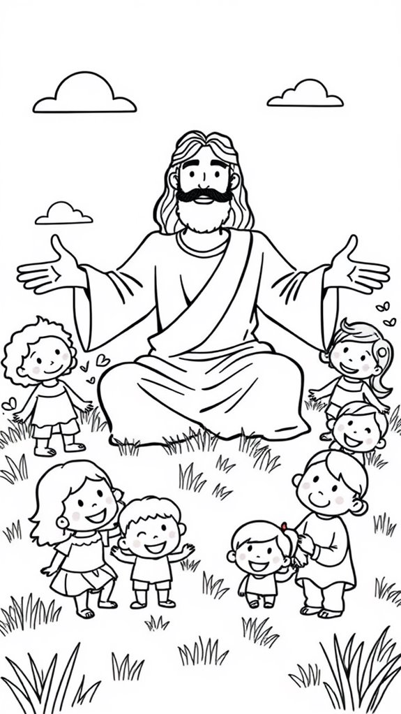 jesus teaching line art