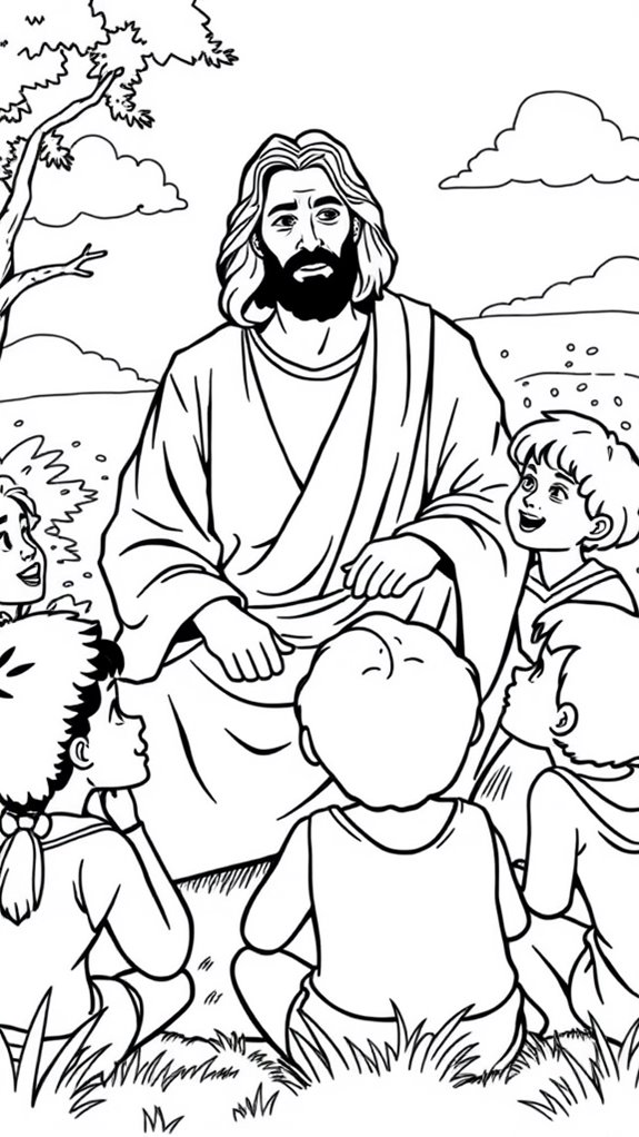 jesus teaching line art