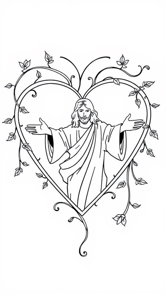 jesus themed heart coloring page