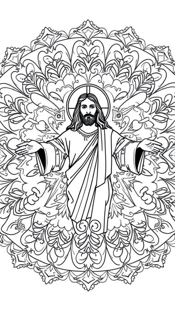 jesus themed mandala coloring page