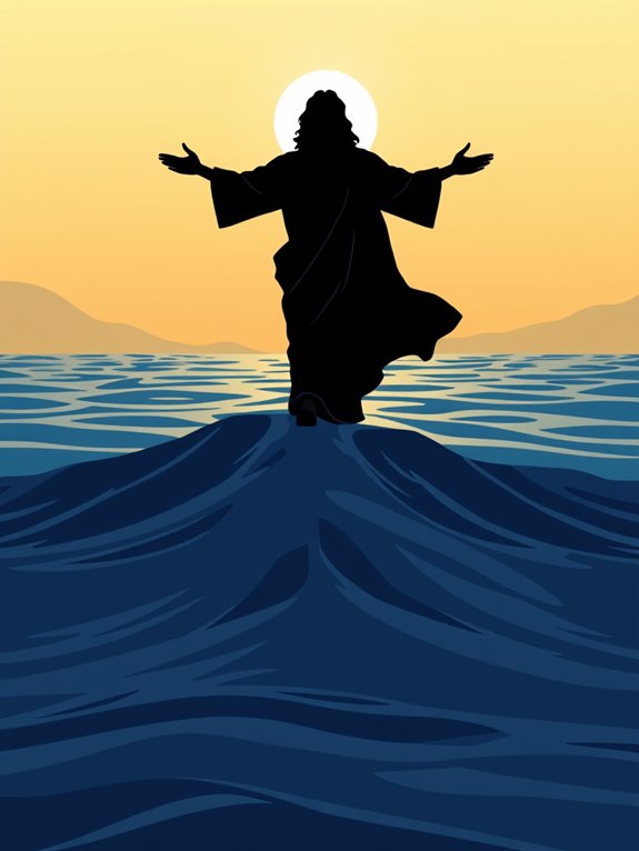 jesus water walking silhouette