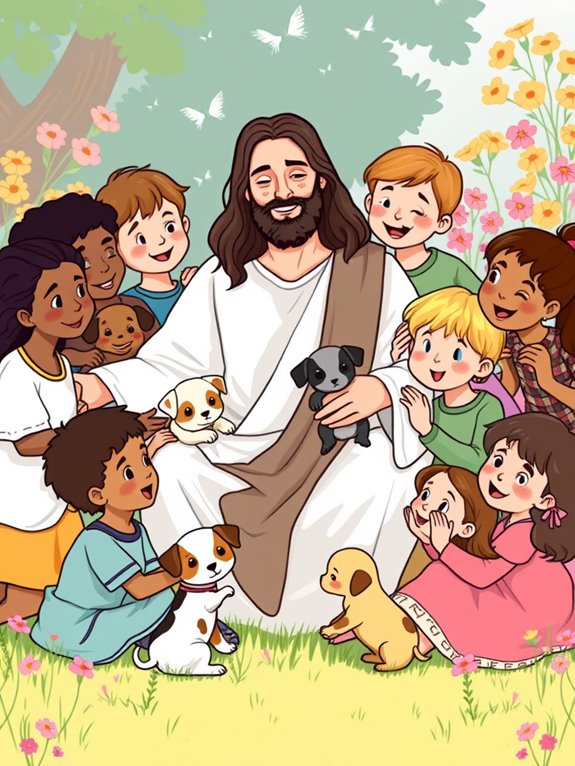 jesus with children and pets