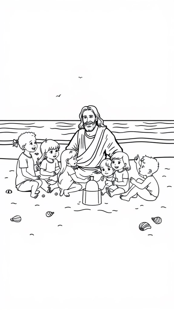 jesus with children by the sea