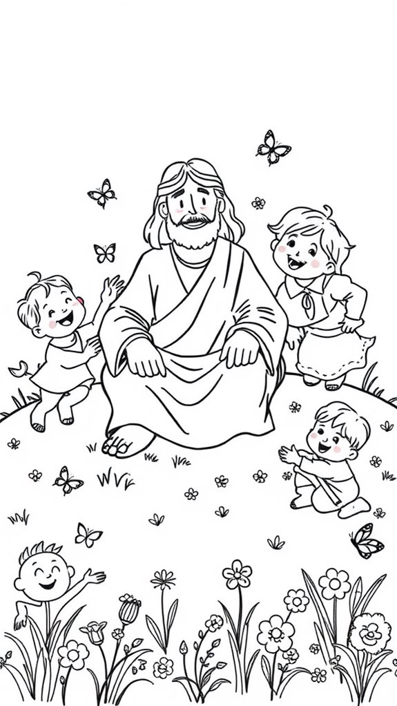 jesus with children coloring