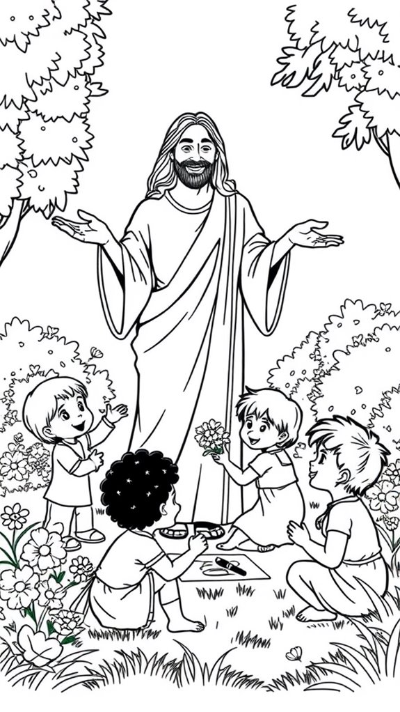 jesus with children coloring