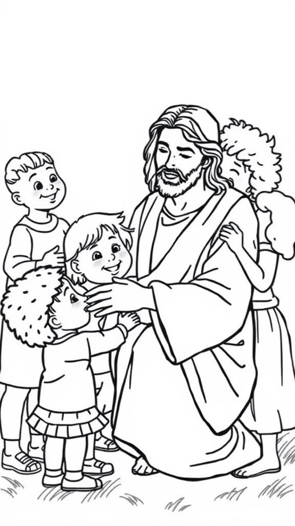 jesus with children coloring