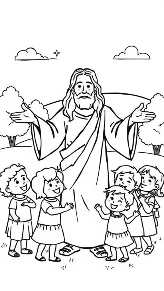 jesus with children coloring