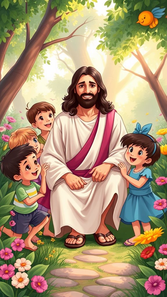 jesus with children garden