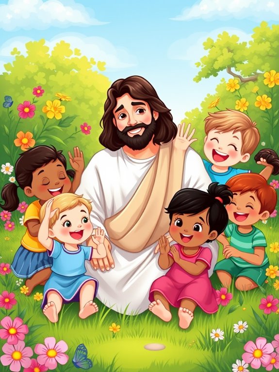 jesus with children outdoors