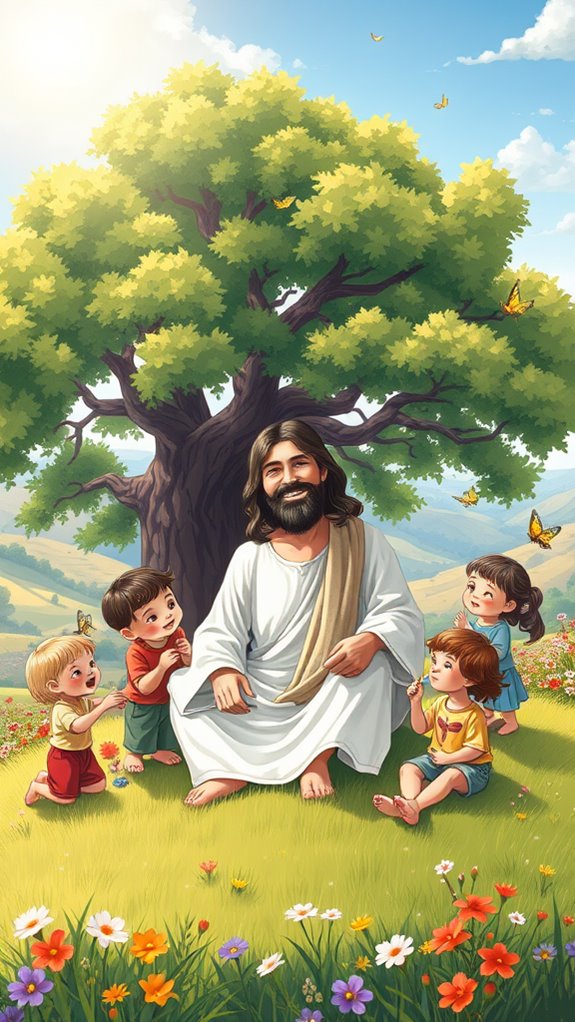 jesus with children outdoors