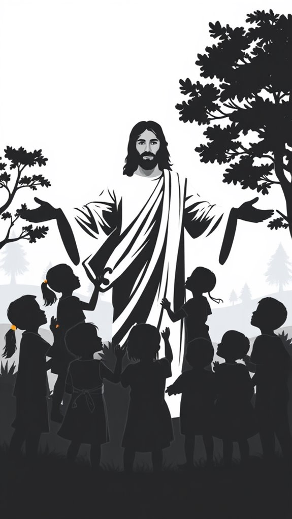 jesus with children silhouette