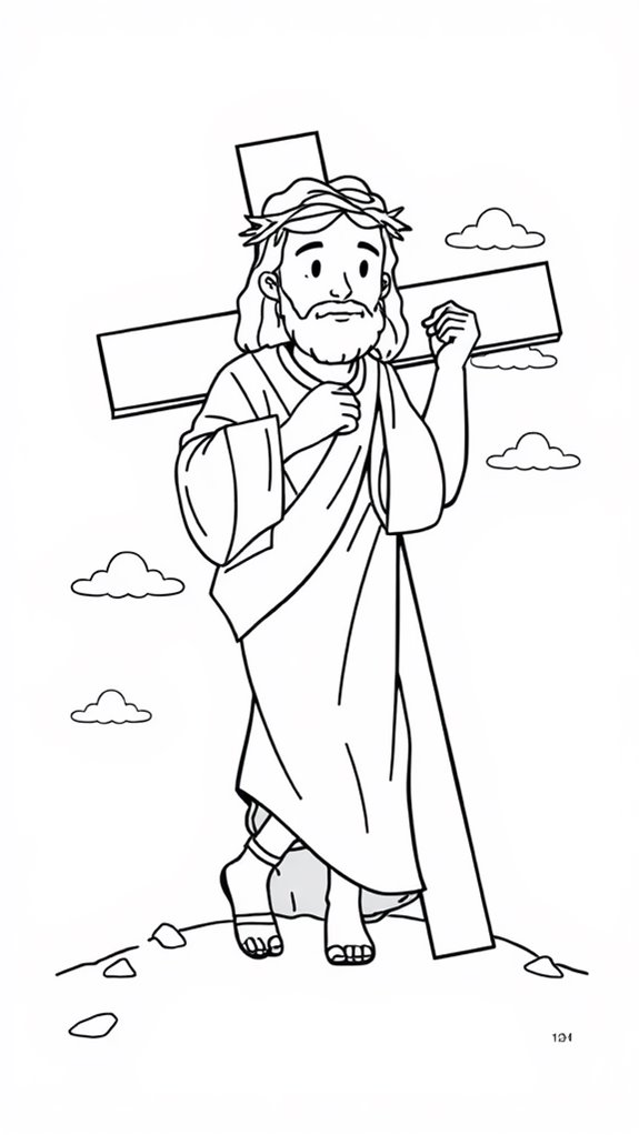 jesus with cross coloring page