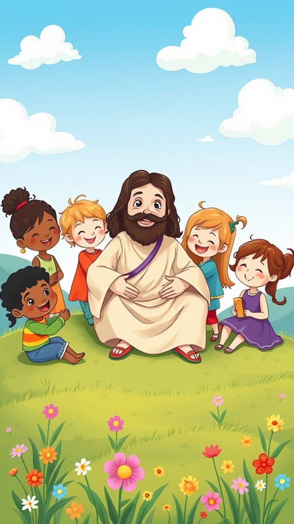 jesus with joyful children