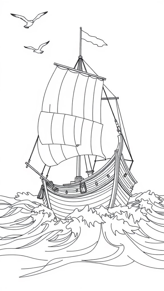 jonah s ship line illustration