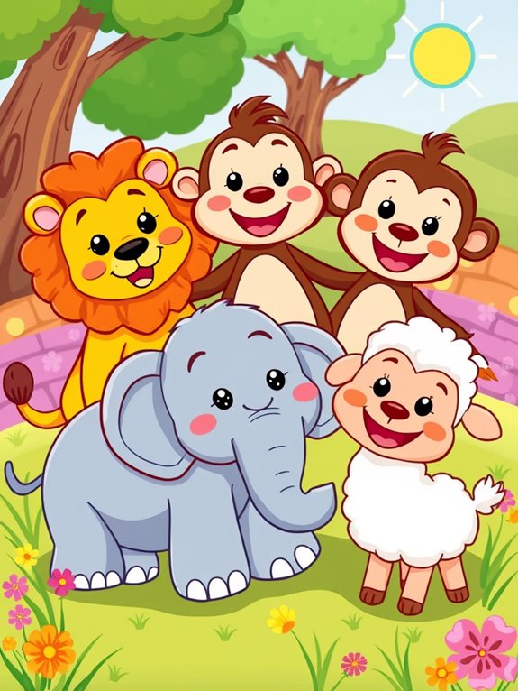 joyful animal friends clipart