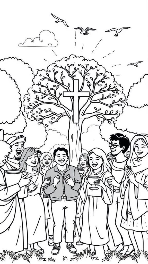 joyful christian line art