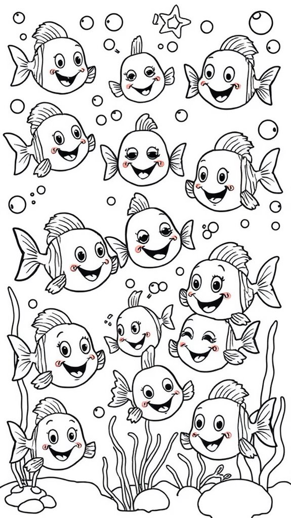 joyful fish coloring page