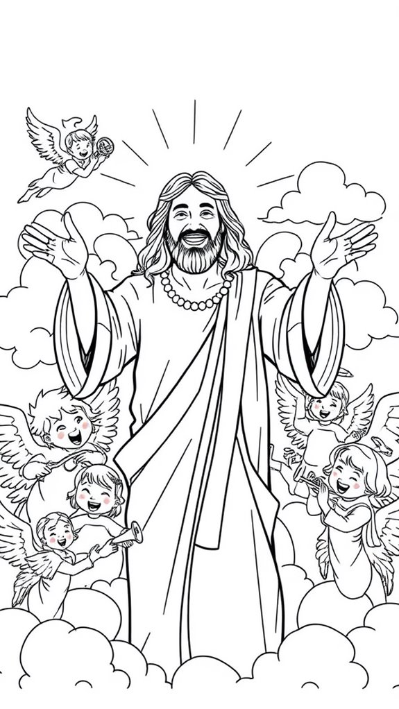 joyful jesus with angels