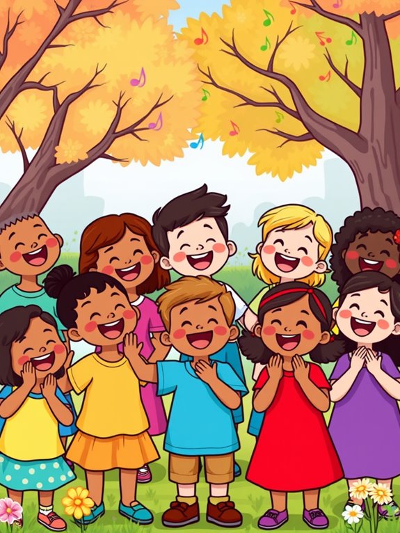 joyful singing children clipart