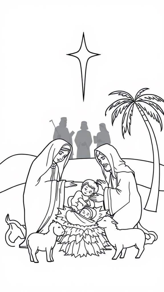 kids nativity scene coloring