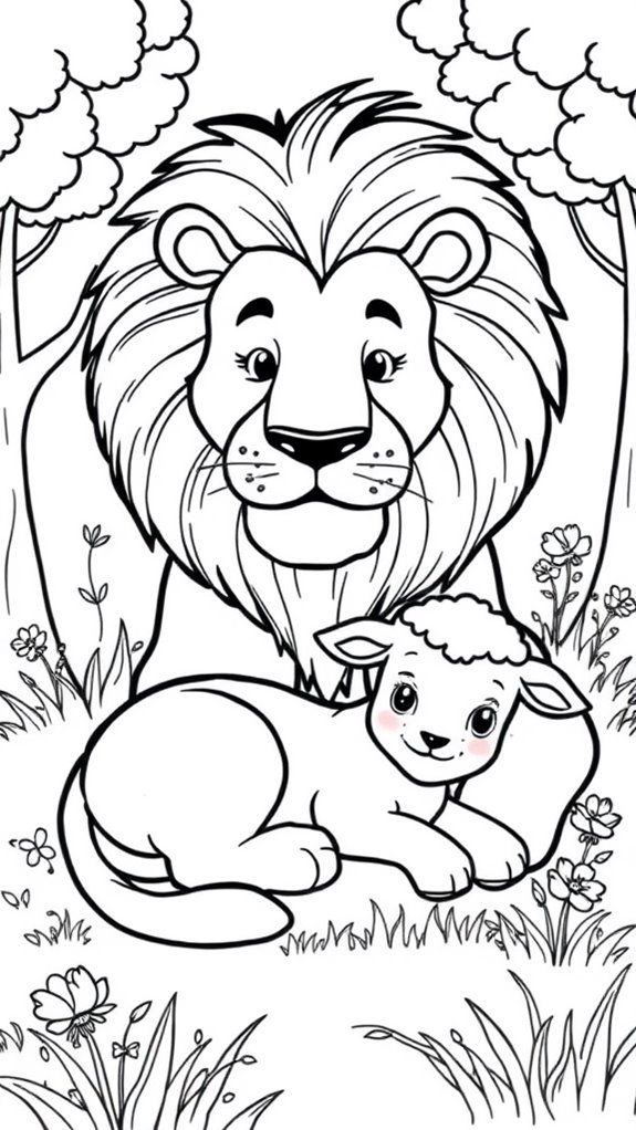 lion and lamb coloring page