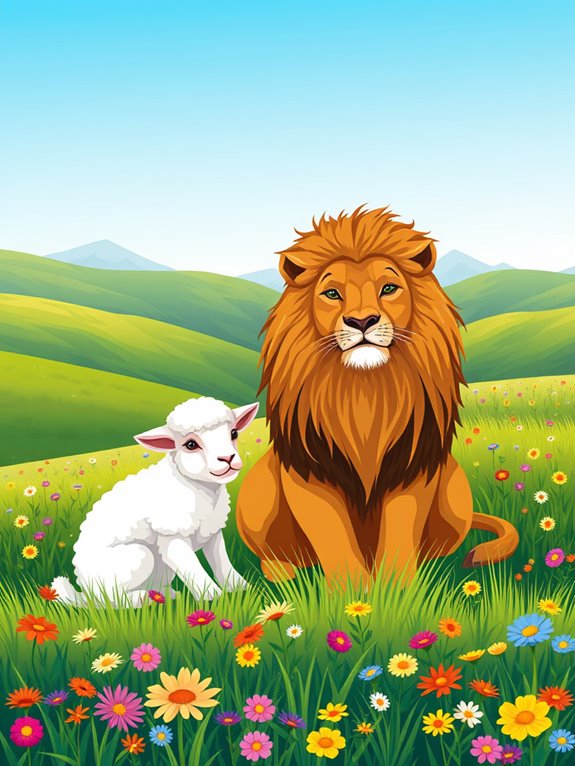 lion and lamb illustration