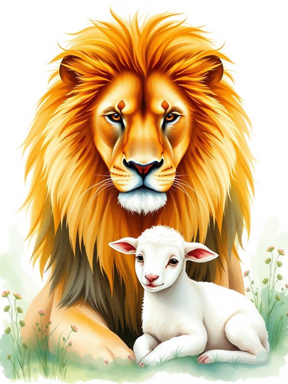 lion and lamb illustration