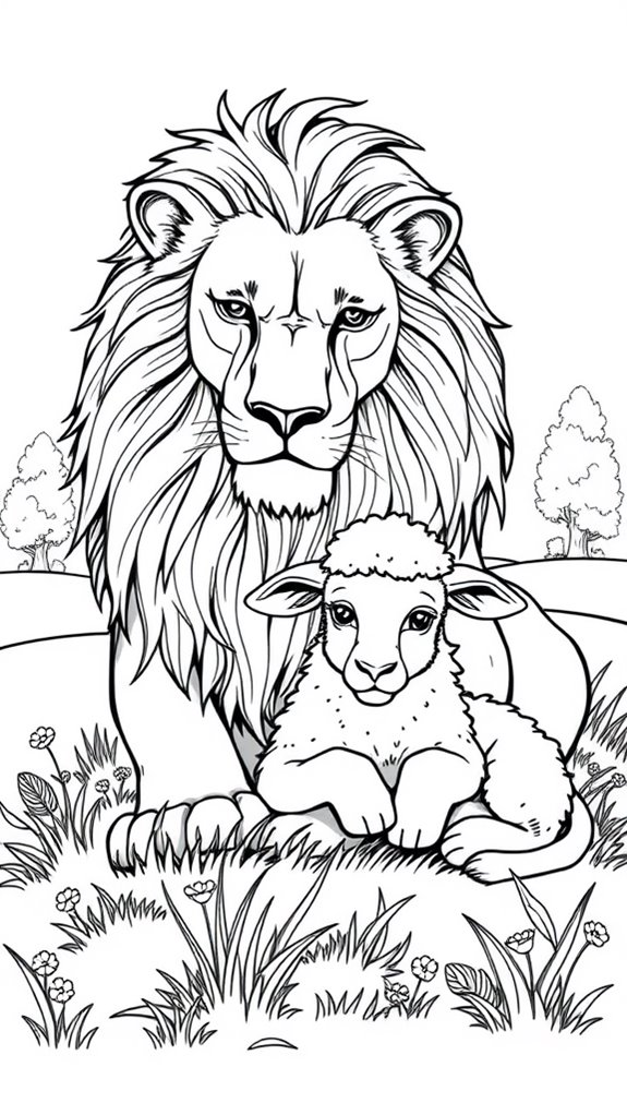 lion and lamb illustration