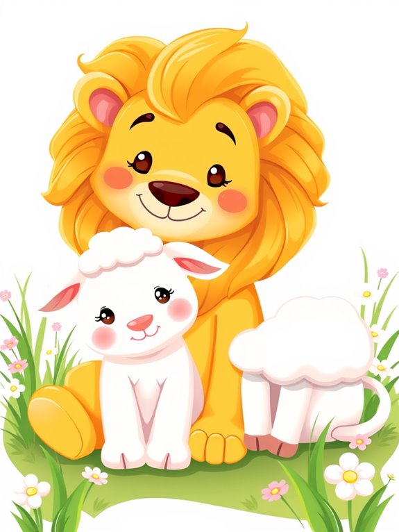 lion lamb heart clipart