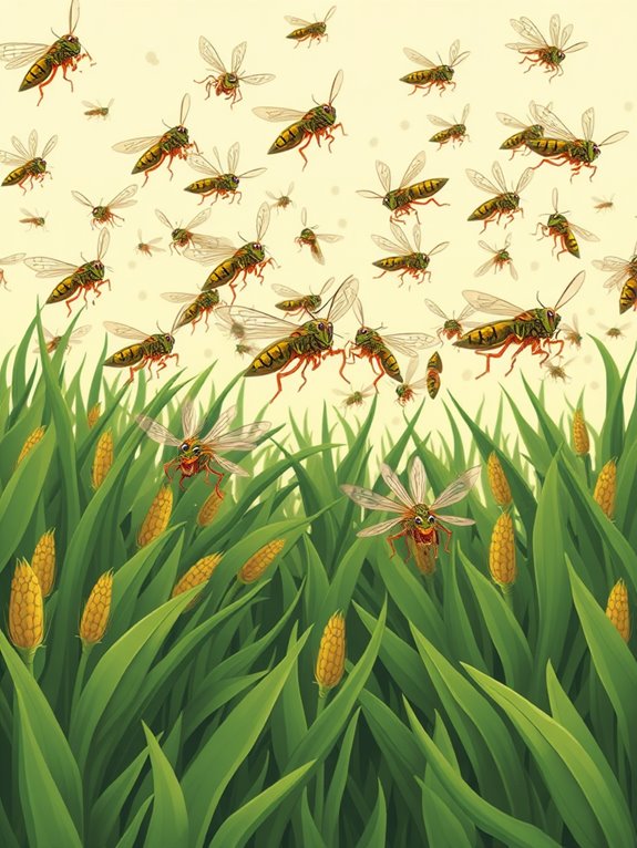 locusts invading agricultural fields