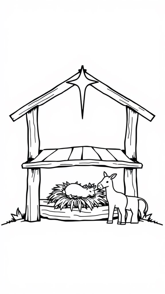 manger scene coloring page