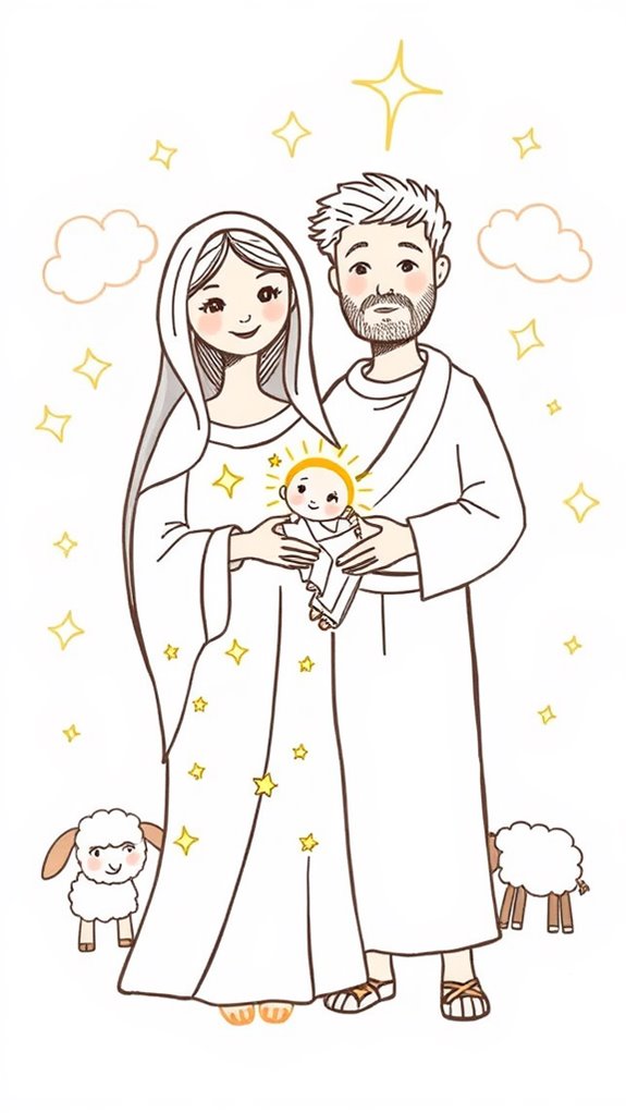 mary and joseph illustration