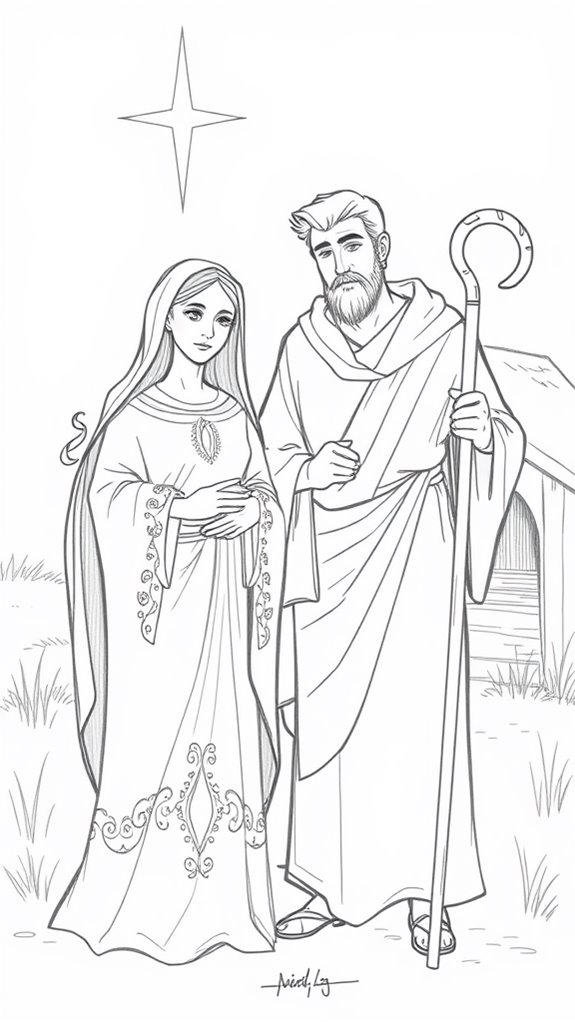 mary and joseph illustration