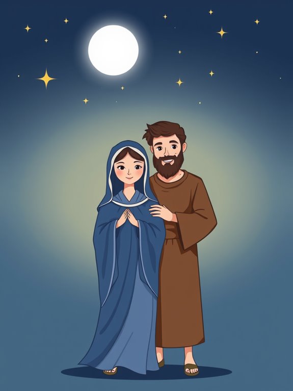 mary and joseph illustration