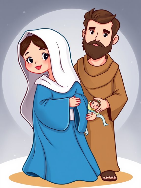 mary and joseph illustration