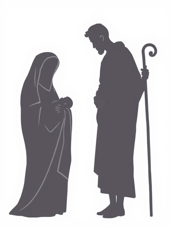 mary and joseph silhouette clipart