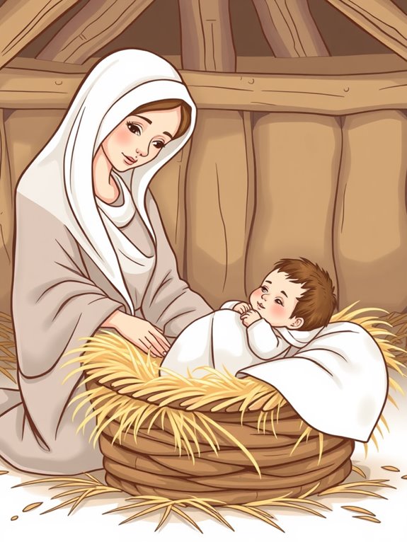 mary holding baby jesus