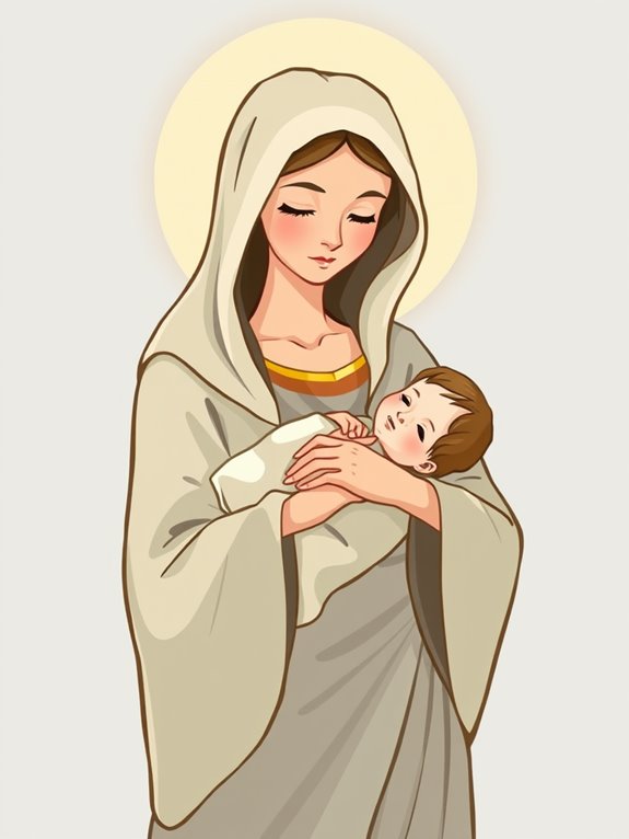 mary holding baby jesus