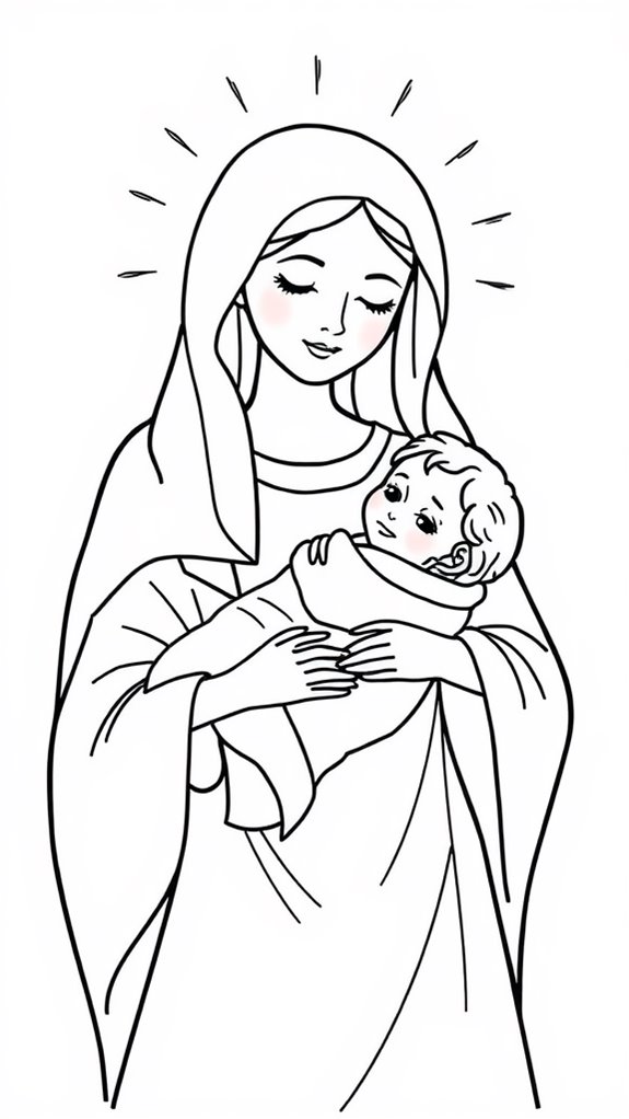 mary holding baby jesus