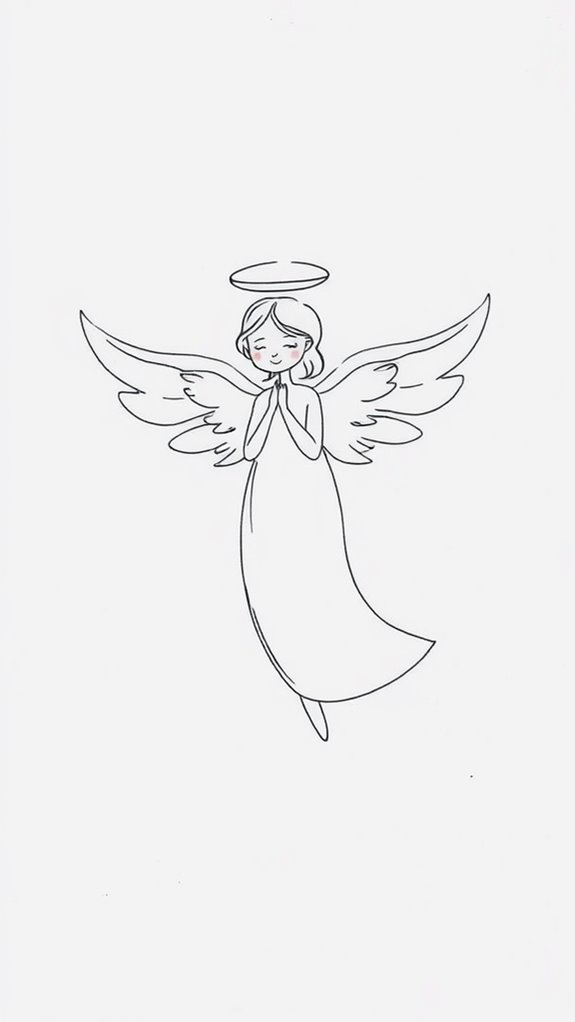 minimalist angel outline sketch