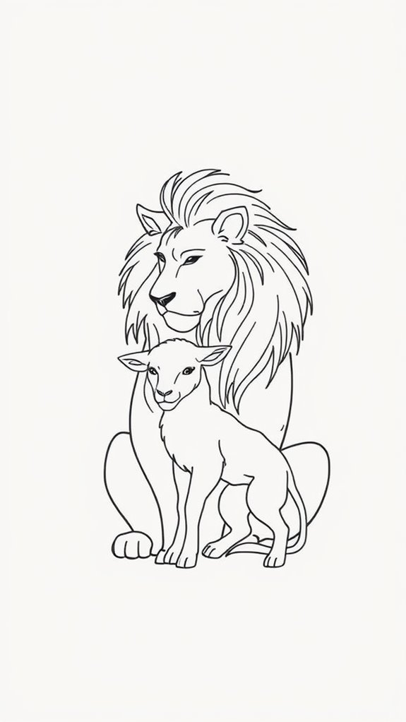 minimalist lion lamb illustration