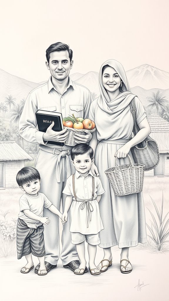 missionary family portrait drawing