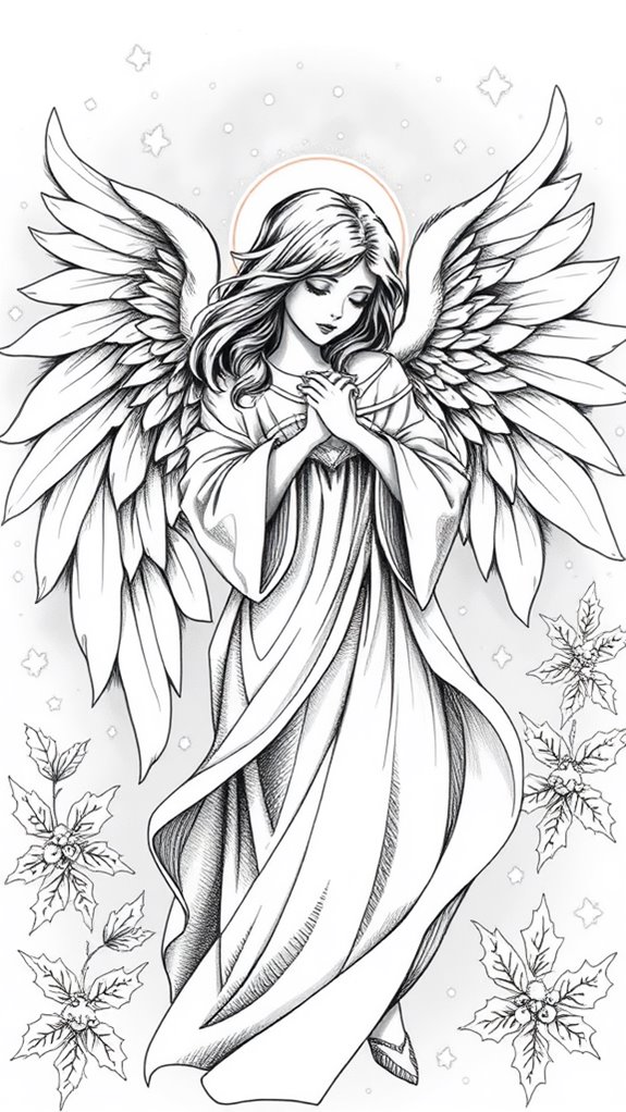 monochrome angel illustration