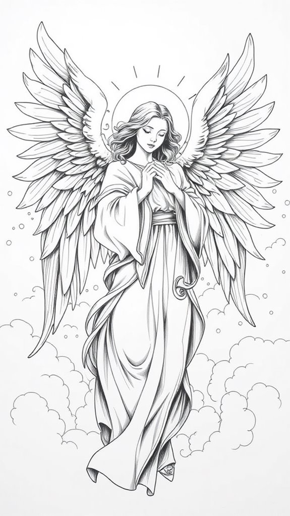 monochrome angel illustration art