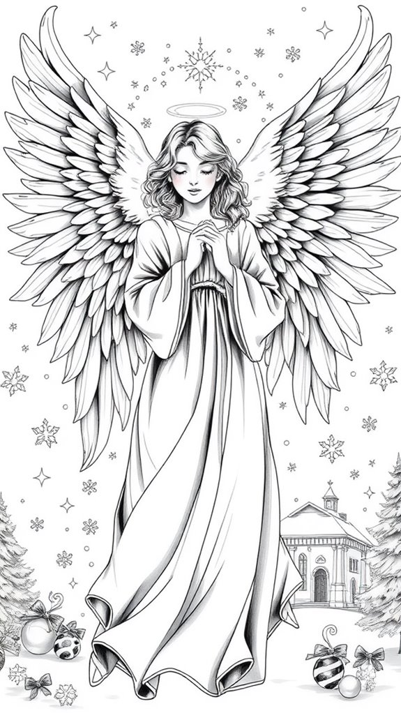 monochrome angel illustration art