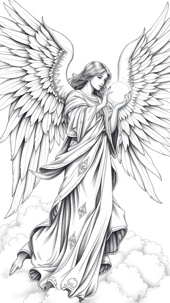 monochrome angel illustration artwork