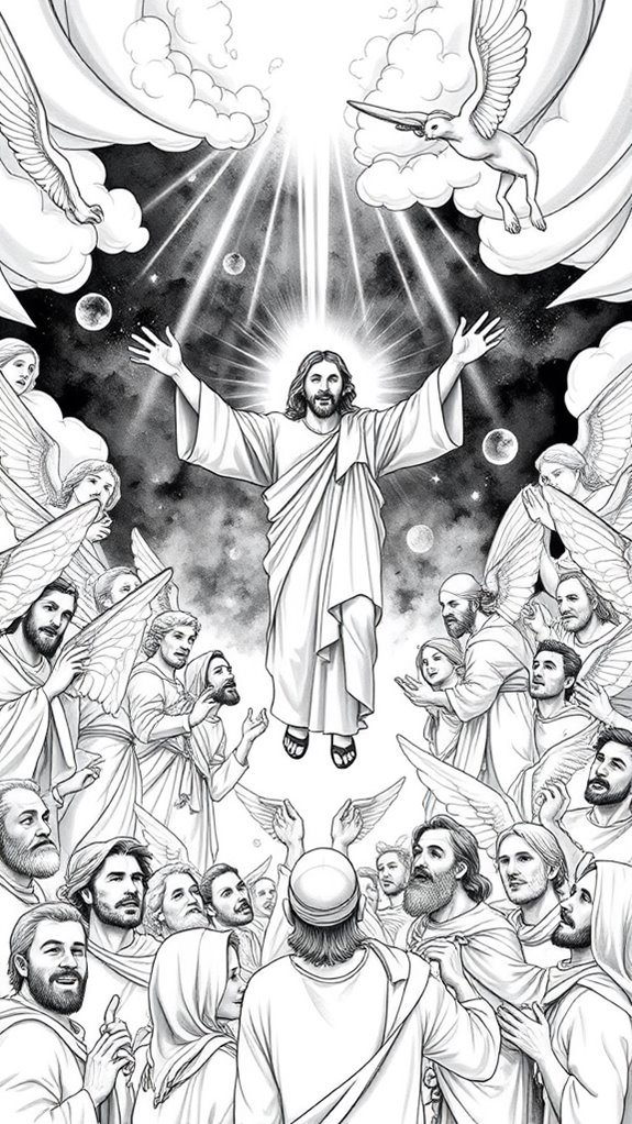 monochrome depiction of ascension