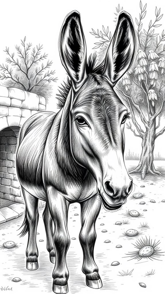 monochrome donkey illustration artwork