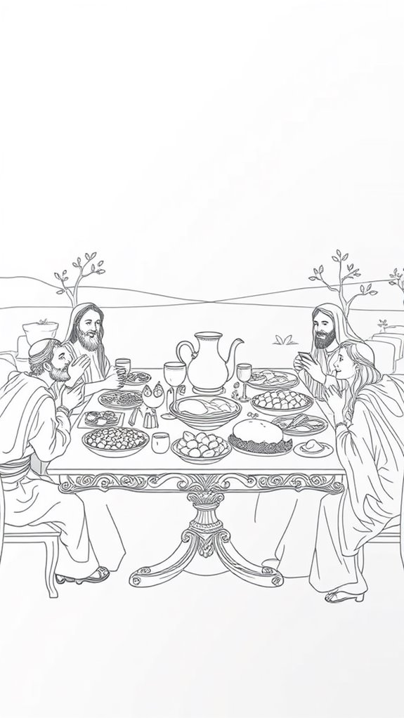 monoline biblical feast illustration