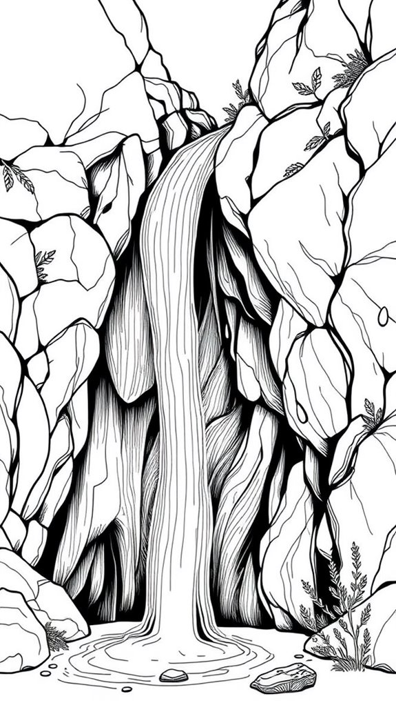 monoline water rock illustration